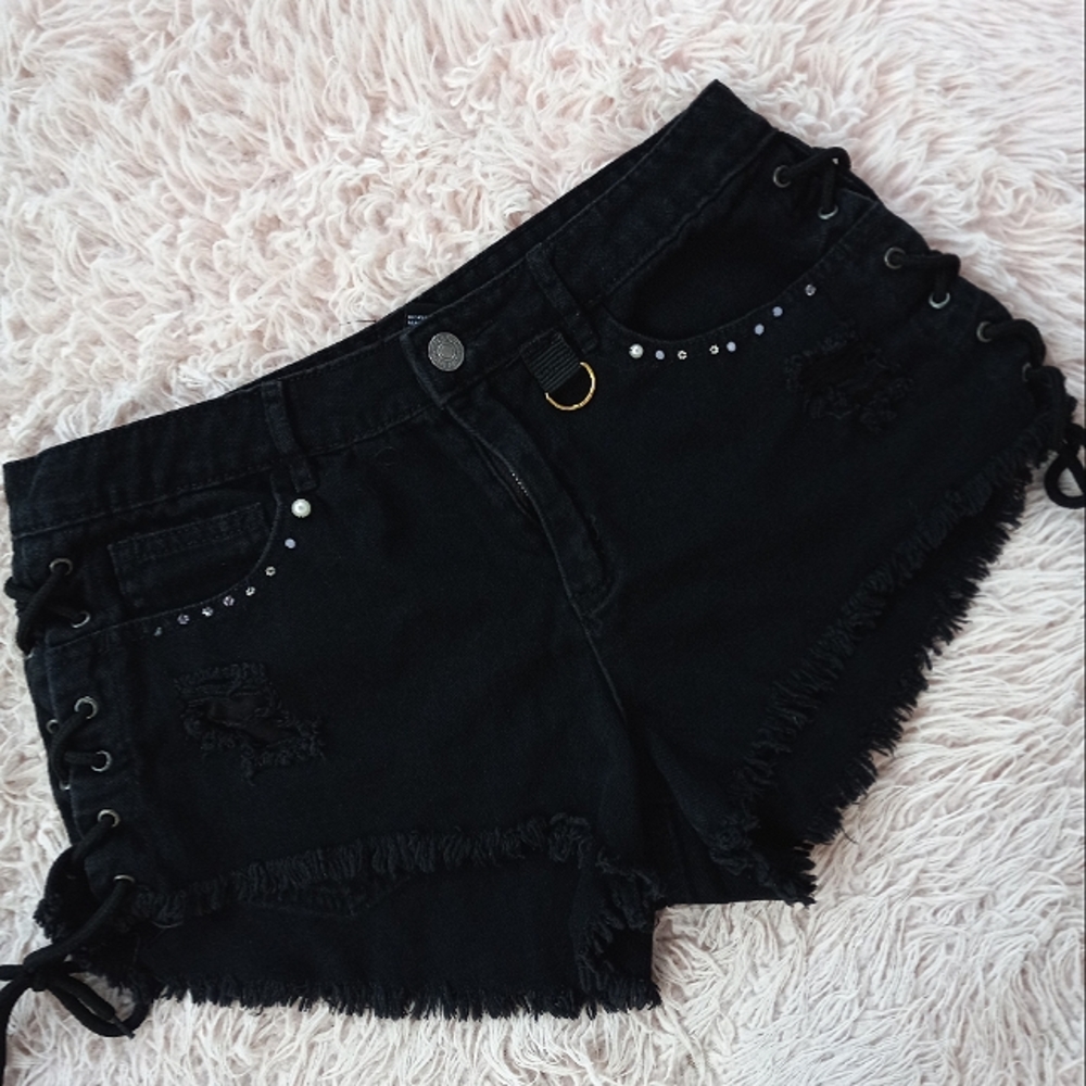 Stay spooky bat bootie custom OOAK corset shorts! SOLD @market - Picture 2 of 6